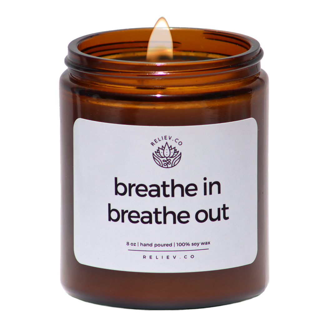 breathe in breathe out - amber jar - 8 oz